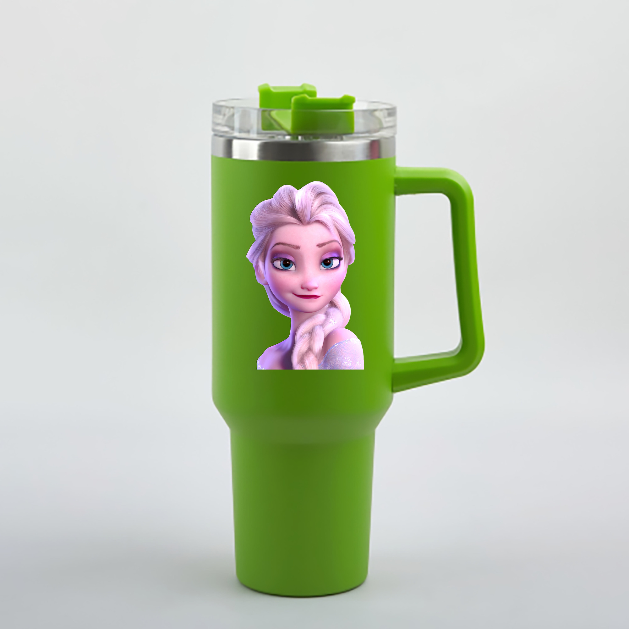 （画像用） アナと雪の女王 アンナ エルサ Frozen Anna Elsa 1200mL車用タンブラー - クリスタルステッカー（プラスチックストロー付き）